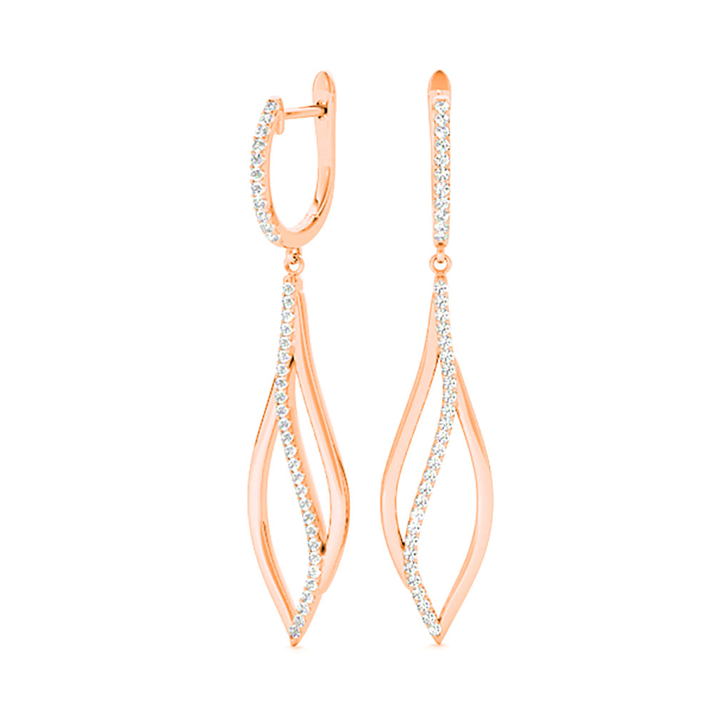 0.40 ctw Diamond Tear Drop Earrings Cocktail Style-VIRABYANI